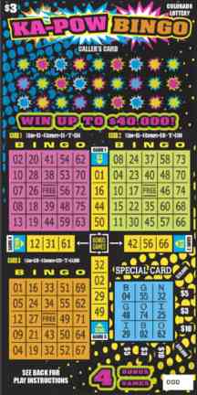 KA-POW BINGO scratchcard - game number #334 - front