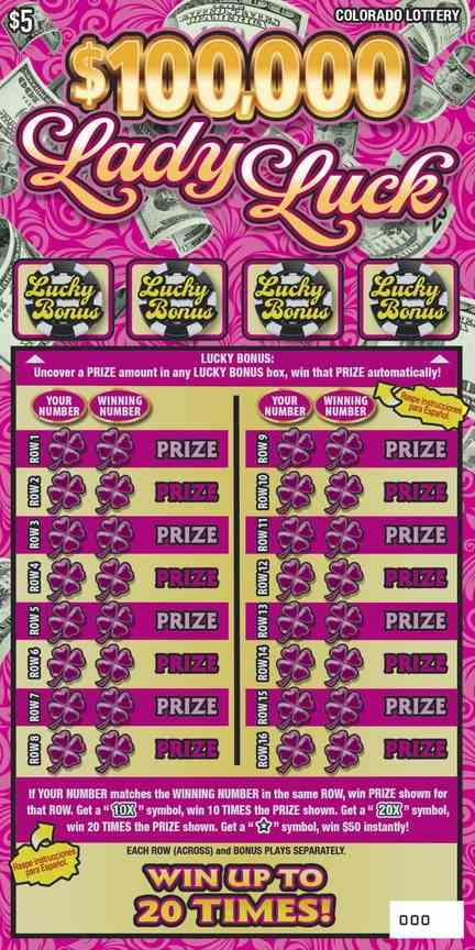 Lady Luck scratchcard - game number #408 - front