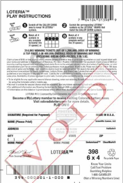 Loteria scratchcard - game number #2901 - back