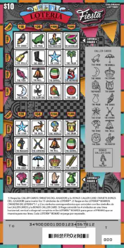 Loteria Fiesta scratchcard - game number #2857 - front-scratched