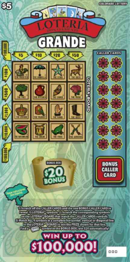 Loteria Grande scratchcard - game number #2855 - front