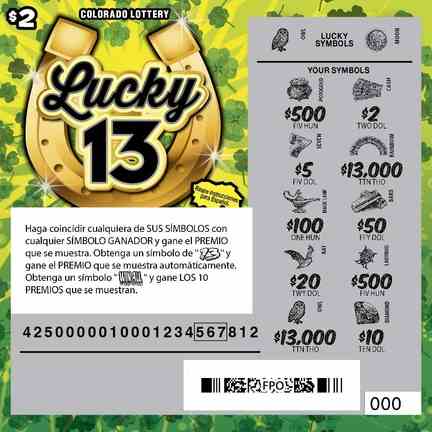 Lucky 13 scratchcard - game number #2942 - front-scratched