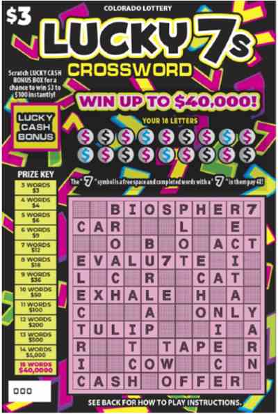 Lucky 7S Crossword scratchcard - game number #2918 - front