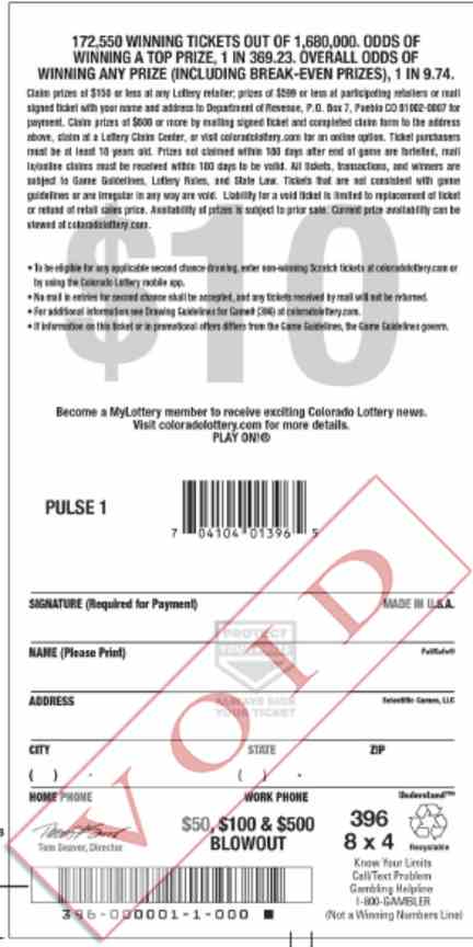 Merry And Bright scratchcard - game number #396 - back