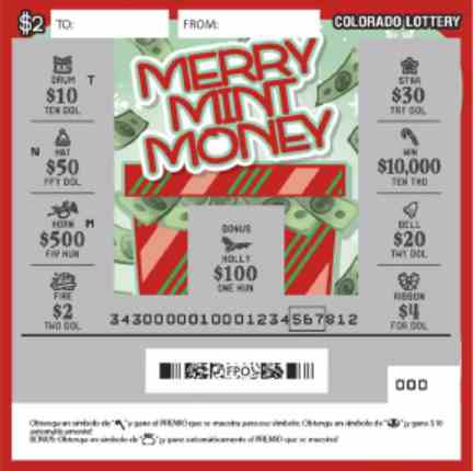 Merry Mint Money scratchcard - game number #343 - front-scratched