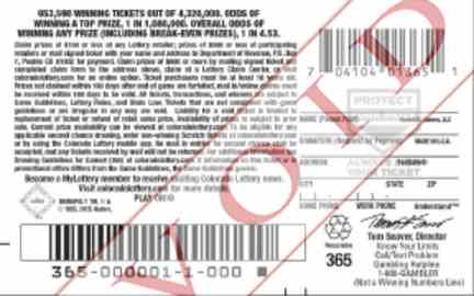 Monopoly scratchcard - game number #2870 - back