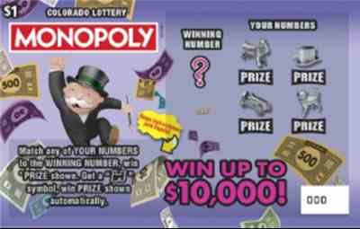 Monopoly scratchcard - game number #2870 - front