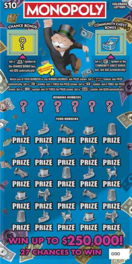 Monopoly scratchcard - game number #2874 - front