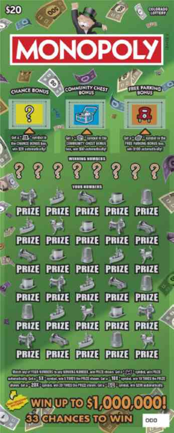 Monopoly scratchcard - game number #2875 - front