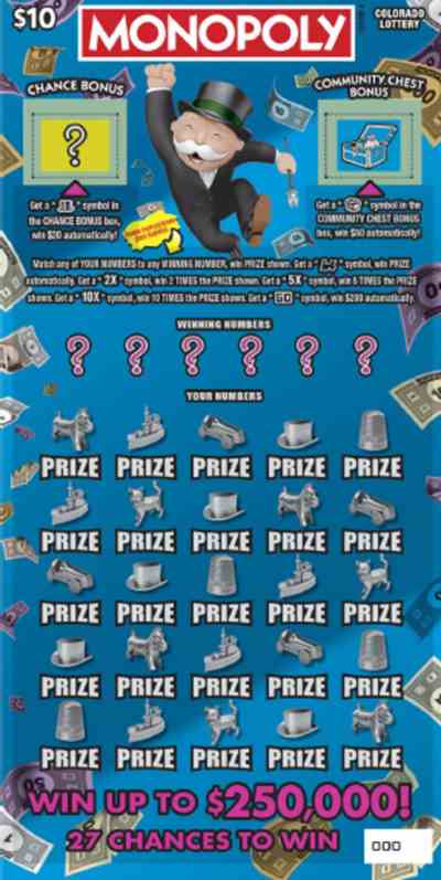 Monopoly scratchcard - game number #369 - front