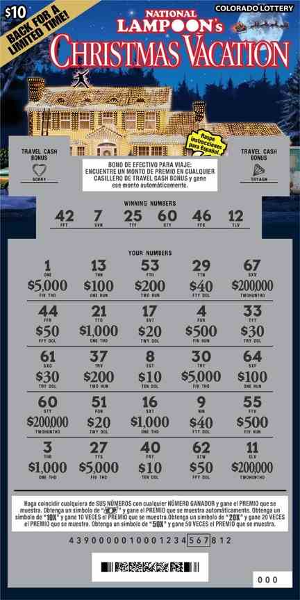 National Lampoon's Christmas Vacation scratchcard - game number #2947 - front-scratched