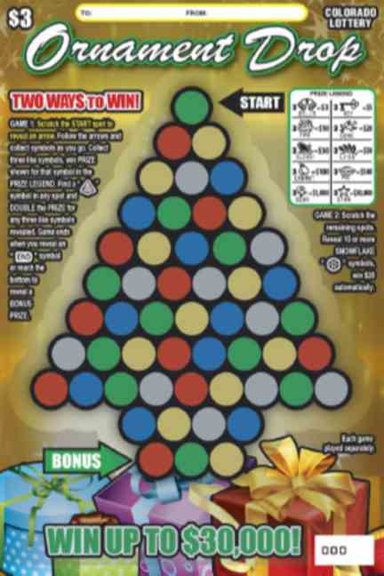 Ornament Drop scratchcard - game number #2896 - front