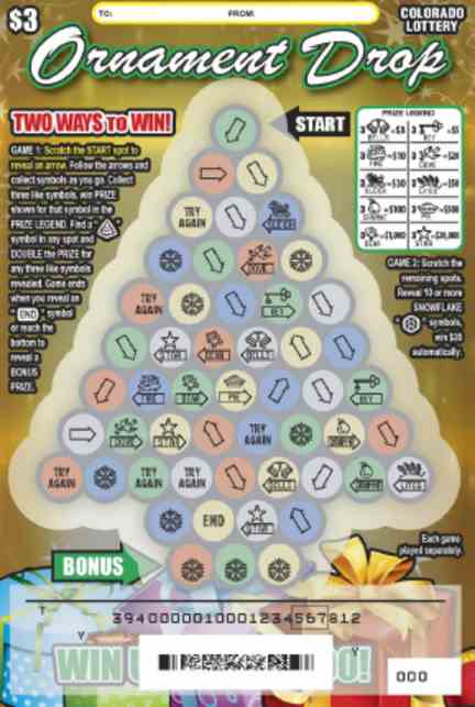 Ornament Drop scratchcard - game number #394 - front-scratched