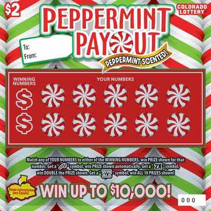 Peppermint Payout scratchcard - game number #2944 - front