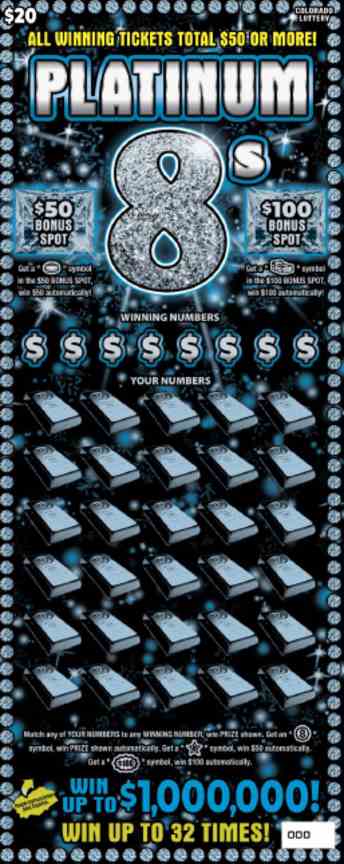 Platinum 8S scratchcard - game number #381 - front
