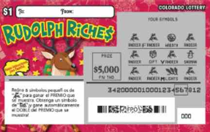 Reindeer Riche$ scratchcard - game number #342 - front-scratched