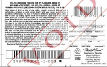 Reindeer Riches scratchcard - game number #2894 - back