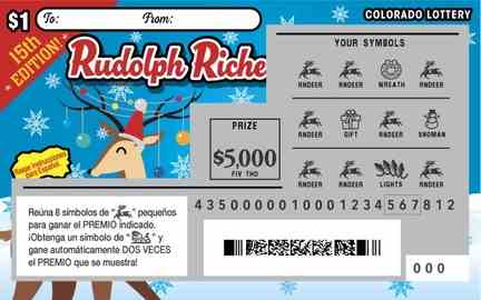 Reindeer Riches scratchcard - game number #2943 - front-scratched