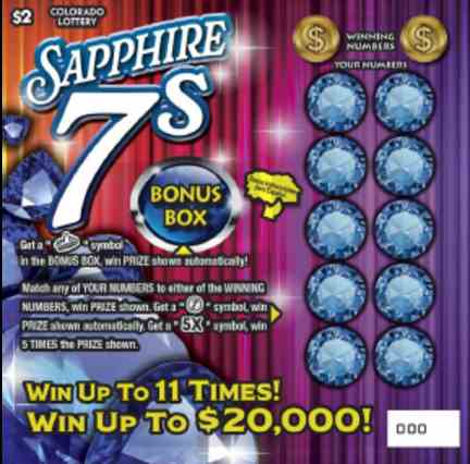 Sapphire 7S scratchcard - game number #402 - front