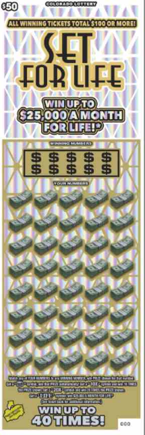 Set For Life scratchcard - game number #2891 - front