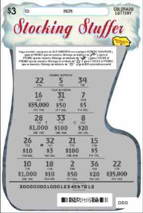 Stocking Stuffer scratchcard - game number #300 - front-scratched