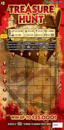 Treasure Hunt scratchcard - game number #213 - front