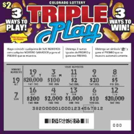 Triple Play scratchcard - game number #2884 - front-scratched