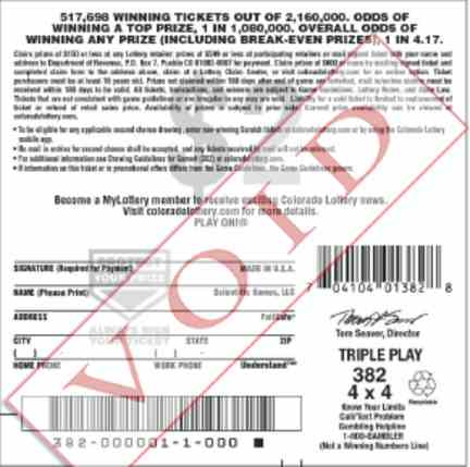 Triple Play scratchcard - game number #382 - back