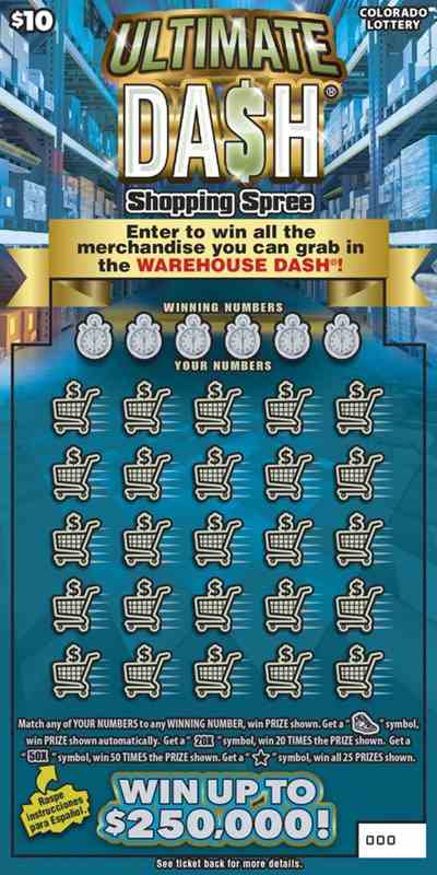 Ultimate Dash® Shopping Spree scratchcard - game number #409 - front