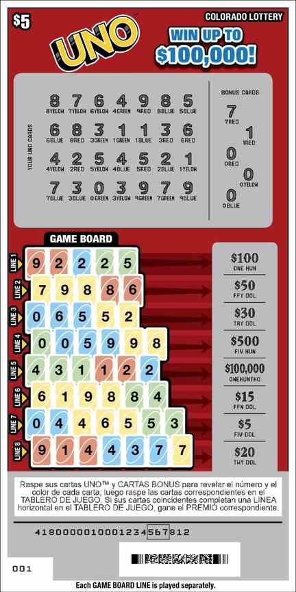 Uno scratchcard - game number #2926 - front-scratched