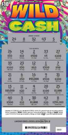 Wild Cash scratchcard - game number #180 - front-scratched