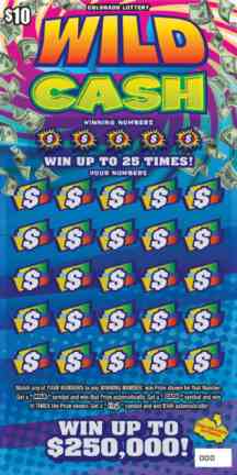 Wild Cash scratchcard - game number #180 - front