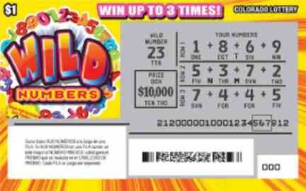 Wild Numbers scratchcard - game number #212 - front-scratched