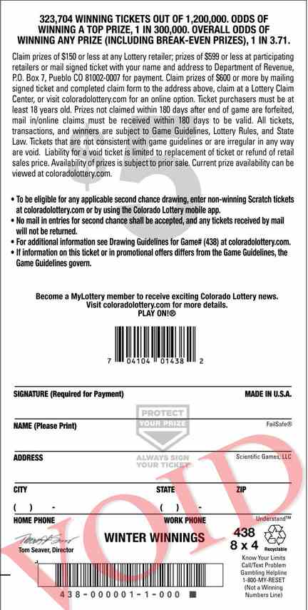 Winter Winnings scratchcard - game number #2946 - back