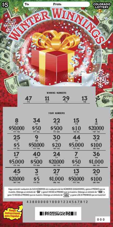 Winter Winnings scratchcard - game number #2946 - front-scratched