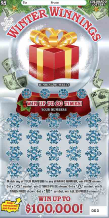 Winter Winnings scratchcard - game number #344 - front