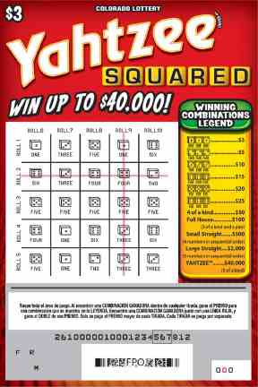 Yahtzee Squared scratchcard - game number #261 - front-scratched