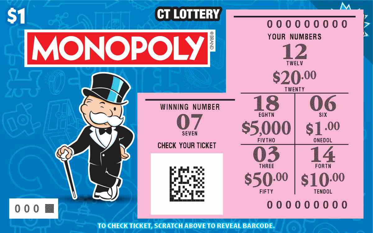 $1 Monopoly scratchcard - game number #1888 - front-scratched