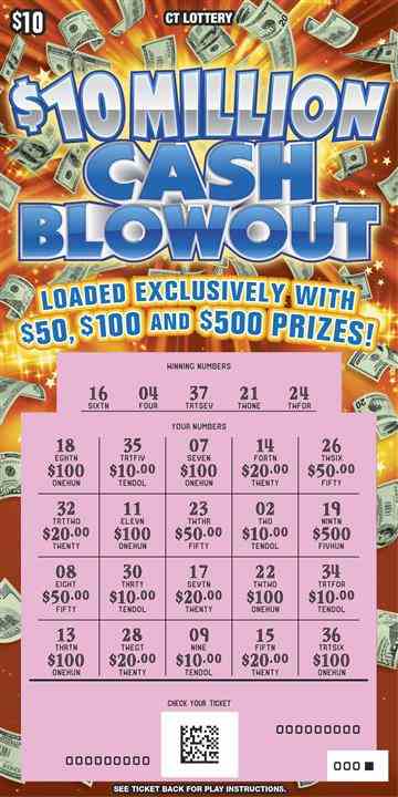 $10 Million Cash Blowout scratchcard - game number #1844 - front-scratched