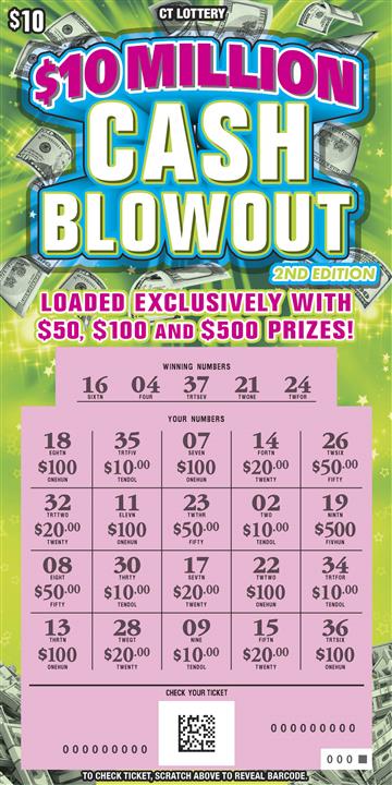 $10 Million Cash Blowout 2Nd Edition scratchcard - game number #1916 - front-scratched