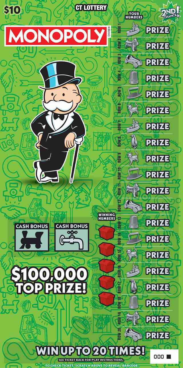 $10 Monopoly scratchcard - game number #1891 - front
