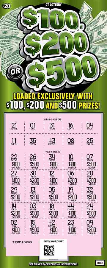$100, $200 Or $500 scratchcard - game number #1858 - front-scratched