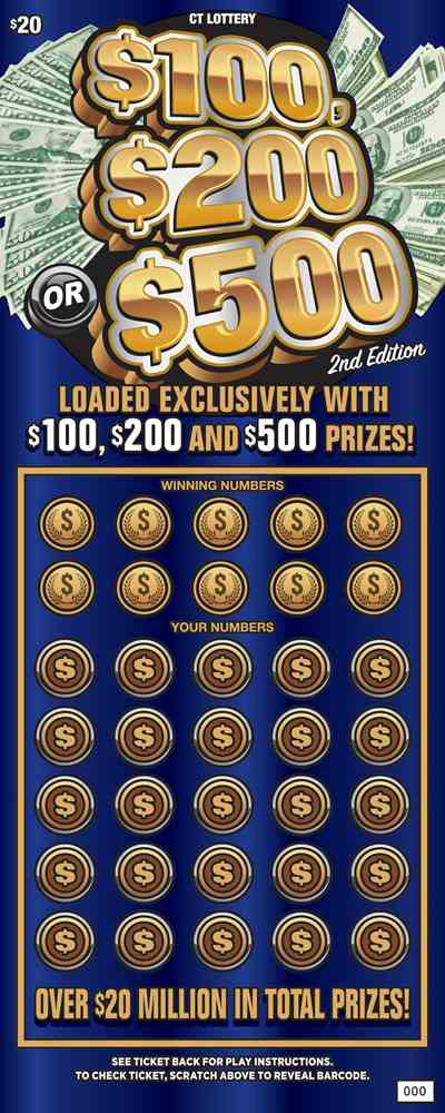 $100, $200 Or $500 2Nd Edition scratchcard - game number #1905 - front