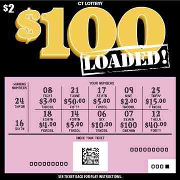 $100 Loaded! scratchcard - game number #1871 - front-scratched