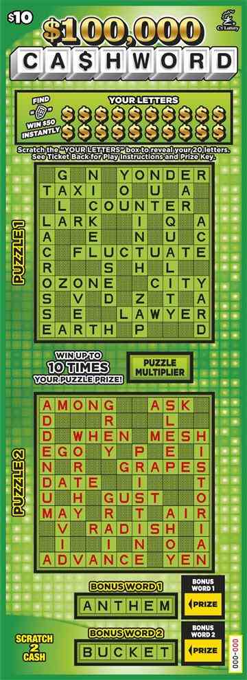 $100,000 Ca$Hword scratchcard - game number #1797 - front