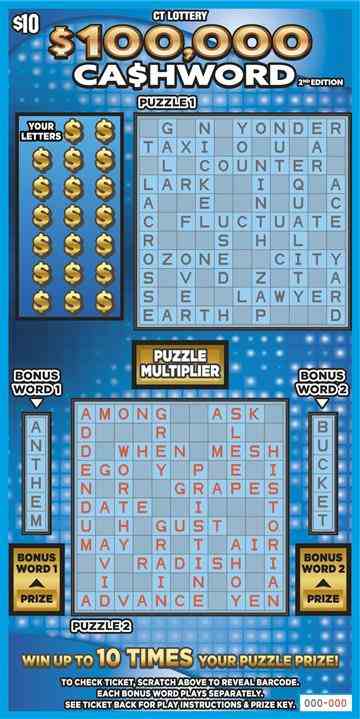 $100,000 Ca$Hword 2Nd Edition scratchcard - game number #1878 - front