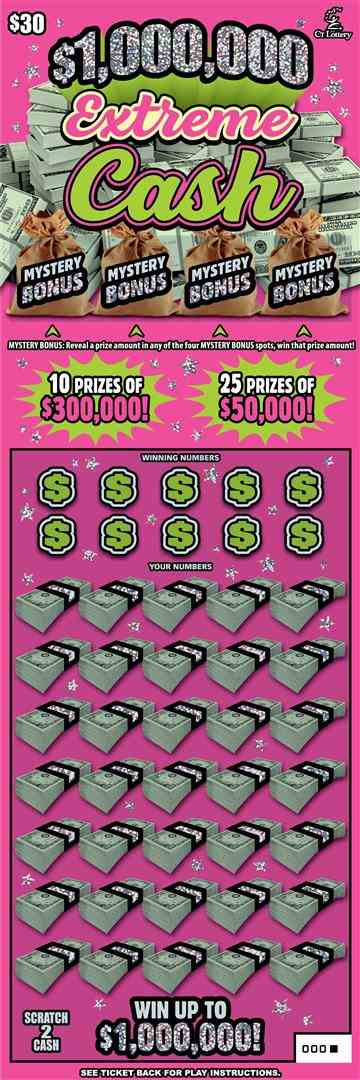 $1,000,000 Extreme Cash scratchcard - game number #1699 - front
