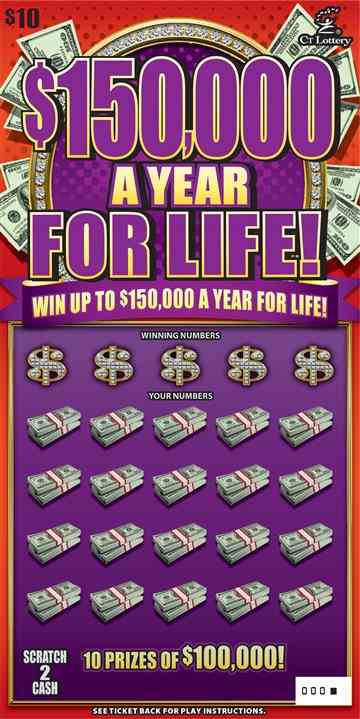$150,000 A Year For Life! scratchcard - game number #1675 - front