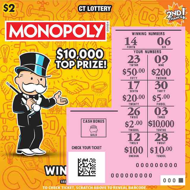 $2 Monopoly scratchcard - game number #1889 - front-scratched