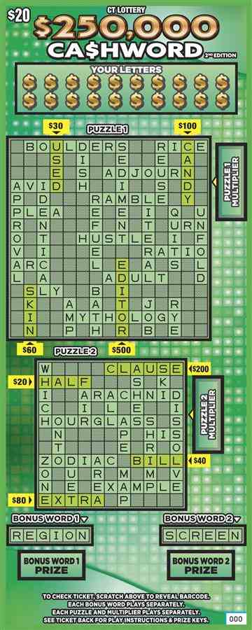 $250,000 Ca$Hword 2Nd Edition scratchcard - game number #1879 - front